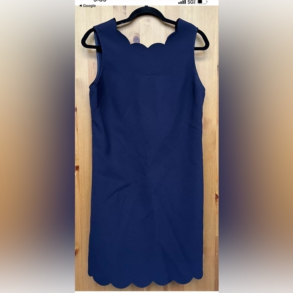 J. Crew Women's Navy Sleeveless
Scalloped Edge Sheath Dress 00